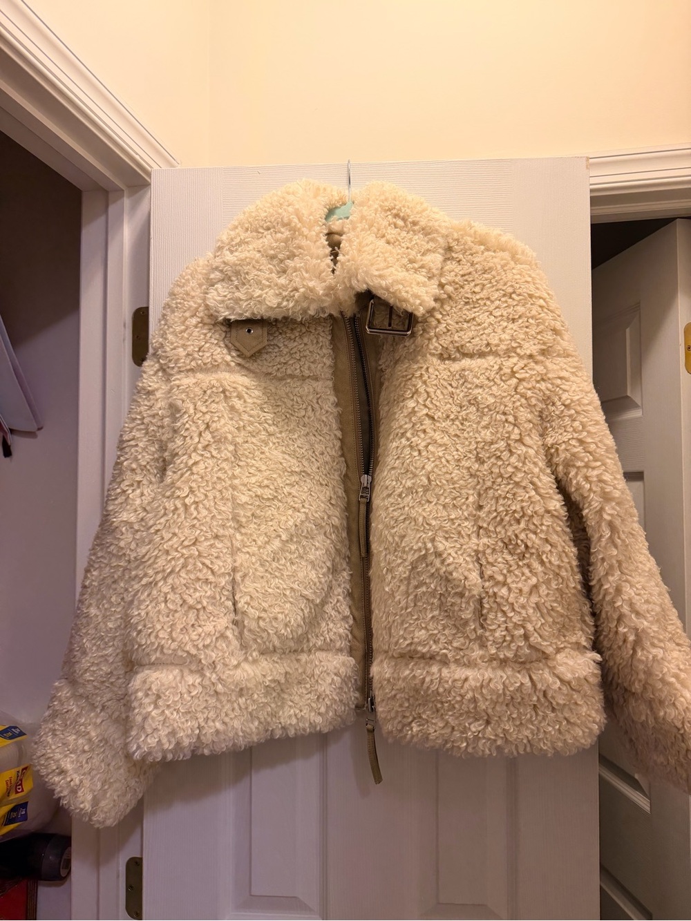 Free People jolie oversized Cream Teddy Sherpa Zip Jacket